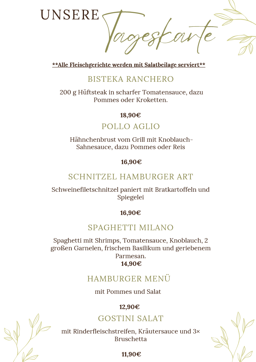 Tageskarte Vorschau